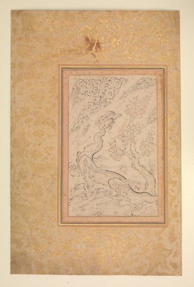 Dragão e Nuvens, c. 1600. de Sadiqi Beg.