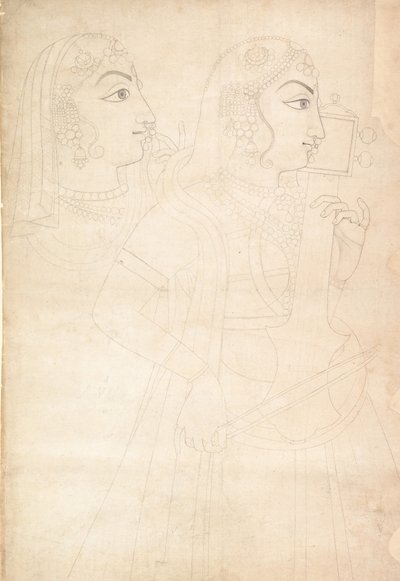 Cantora e jogadora de Sarinda, ca. 1800. de Sahib Ram
