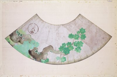 Ventilador com design de maple (papel) de Sakai Hoitsu