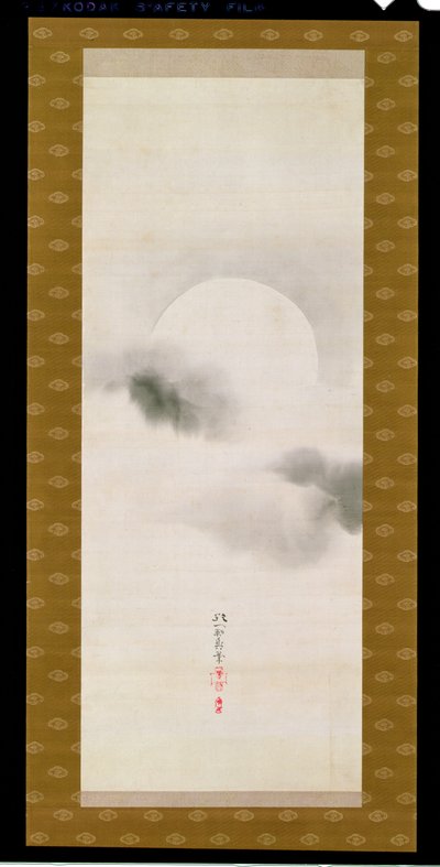 Pergaminho pendurado representando a lua outonal, de um tríptico das três estações, japonês, início do século XIX de Sakai Hoitsu