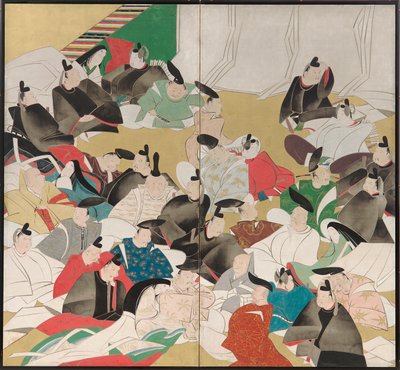 Trinta e Seis Poetas, Período Edo (tinta, cor e ouro sobre papel) de Sakai Hoitsu