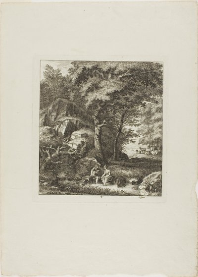 Casal sentado numa clareira de Salomon Gessner