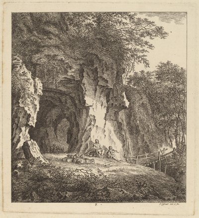 Dois pastores em uma paisagem rochosa de Salomon Gessner