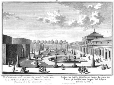 Prospecção do castelo inferior com o parterre do jardim adjacente de Salomon Kleiner