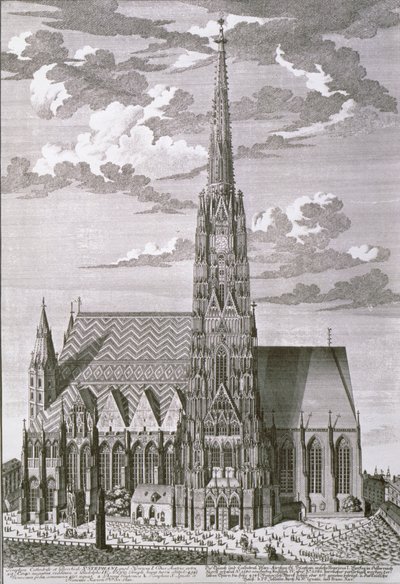 Vista da Catedral de Santo Estevão, Viena, gravada por George-Daniel Heumann (1691-1759) de Salomon Kleiner