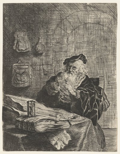 Homem com uma faca de caneta de Salomon Koninck (attributed to)