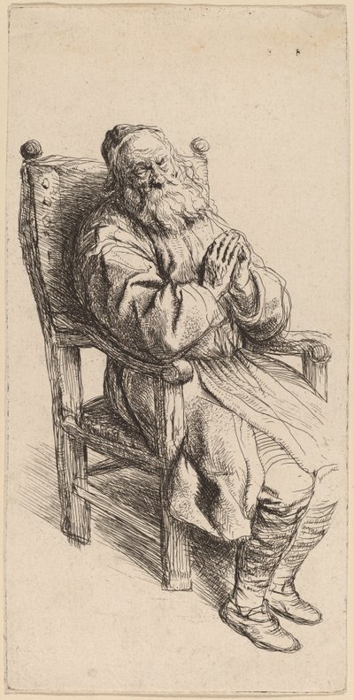 Old Man Sleeping in an Armchair de Salomon Koninck