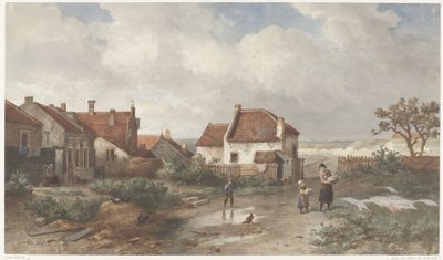 Casas à beira de uma vila nas dunas de Salomon Leonardus Verveer