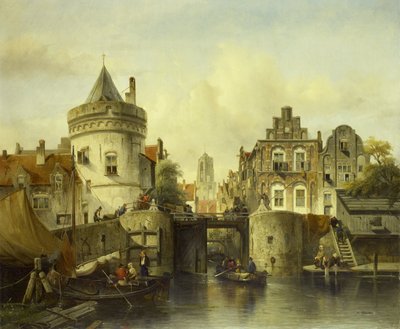 Vista imaginária baseada no Kolksluis de Salomon Leonardus Verveer