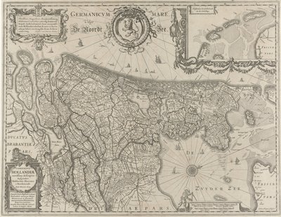 Mapa topográfico da Holanda
Comitatus Hollandiae (título sobre o objecto) de Salomon Rogiers