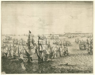 Batalha Naval de Duins (painel esquerdo), 1639 de Salomon Savery
