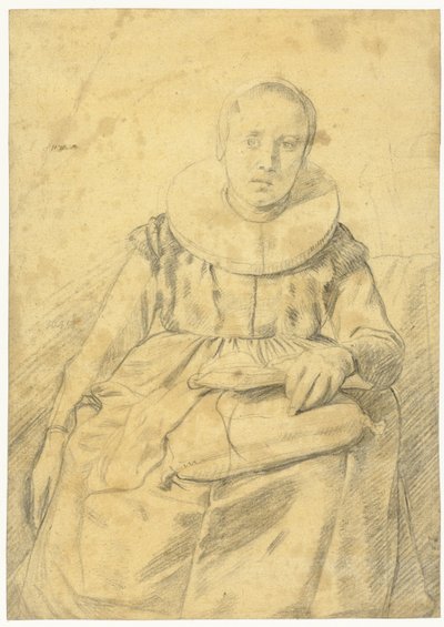 Retrato de uma mulher sentada com um rufo rígido de Salomon de Bray
