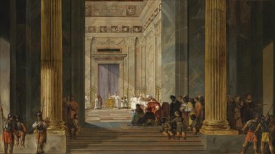 A rainha de Sabá diante do templo do rei Salomão em Jerusalém, ca 1630-1634 de Salomon de Bray
