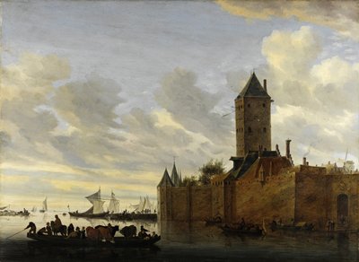 Estuário do rio com cidade fortificada de Salomon van Ruisdael or Ruysdael