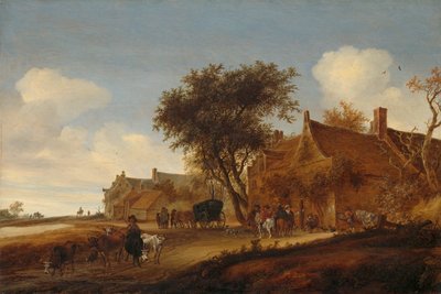 Uma pousada de aldeia com diligência de Salomon van Ruysdael
