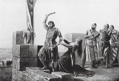 Alonso de Guzman atira o seu punhal a Don Juan (litografia) de Salvador (after) Martinez Cubells