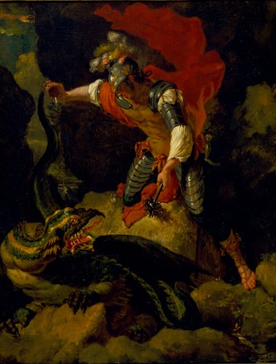 Jason Envenenando o Dragão (óleo sobre painel de carvalho) de Salvator (after) Rosa