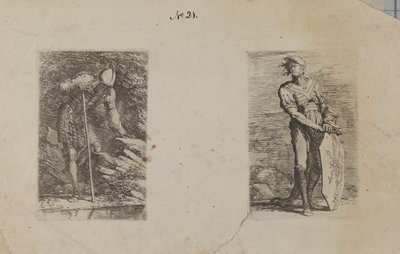 (Série de estatuetas) Homem blindado a olhar para a corrente de Salvator Rosa