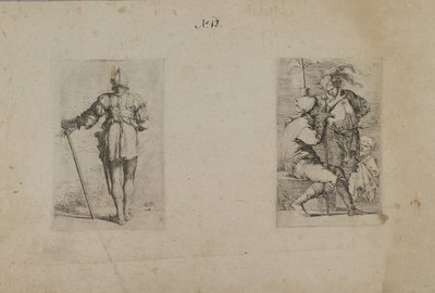 (Série de estatuetas) Costas de um homem de capacete, de pé de Salvator Rosa