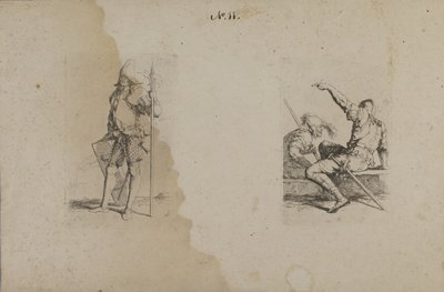(Série Figurinhas) Homem de capacete com lança ornamentada/Ax de Salvator Rosa