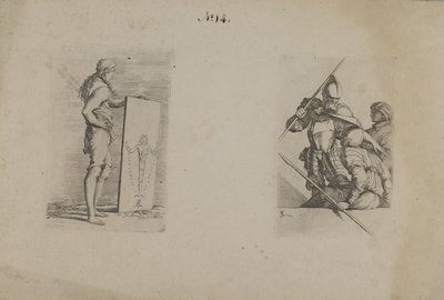 (Série de estatuetas) Homem de cabelo comprido com um cartaz na mão de Salvator Rosa