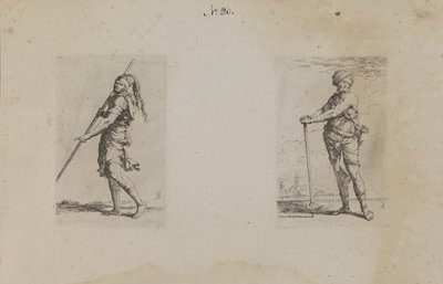(Série Figurinhas) Homem com chapéu emplumado, vista lateral de Salvator Rosa