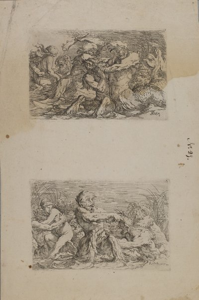 (Série Figurinhas) Deuses do rio em luta de Salvator Rosa