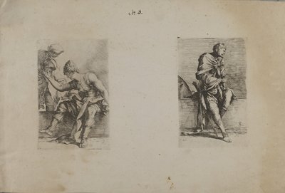 (Série Figurinhas) Figura sentada com cabeça pontiaguda de Salvator Rosa