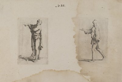 (Série de estatuetas) Homem de pé, a apontar para a esquerda de Salvator Rosa