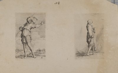 (Série de estatuetas) Homem de pé com cabeça de penas de Salvator Rosa