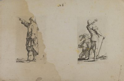 (Série de estatuetas) Homem de pé com chapéu comprido, a apontar de Salvator Rosa