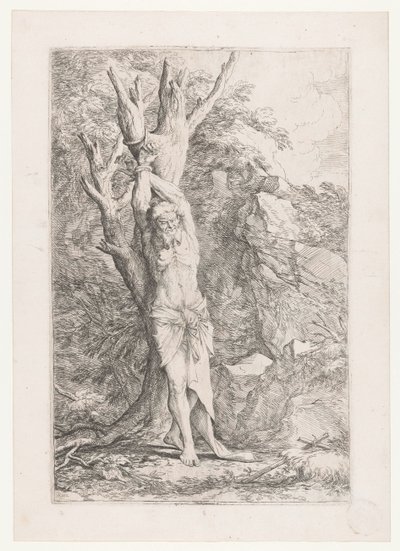 Albert amarrado a uma árvore de Salvator Rosa