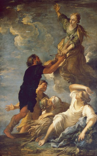 Astraea Deixa a Terra, c.1665 (óleo sobre tela) de Salvator Rosa