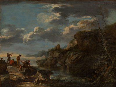 Bandidos em uma costa rochosa, 1655-60. de Salvator Rosa