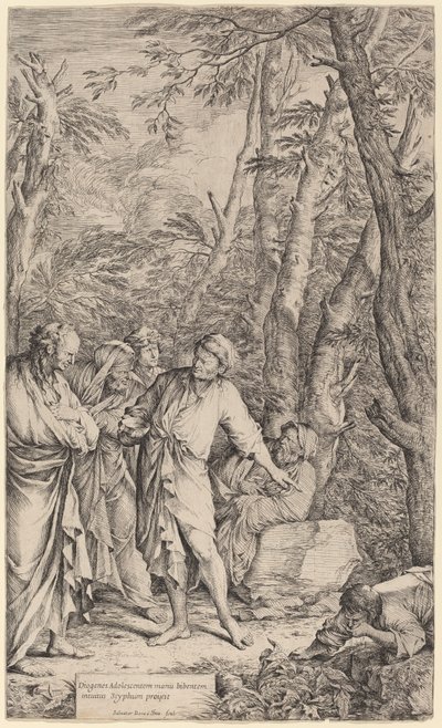 Diogenes Casting away his Bowl de Salvator Rosa