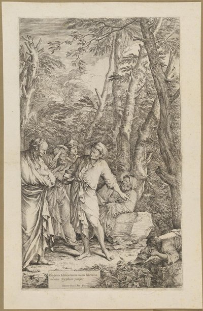 Diógenes jogando fora sua tigela de Salvator Rosa