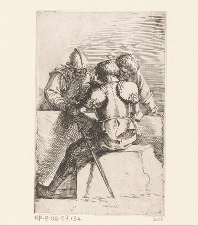 três soldados Pequenas Figuras (título da série) Figura (título da série) de Salvator Rosa