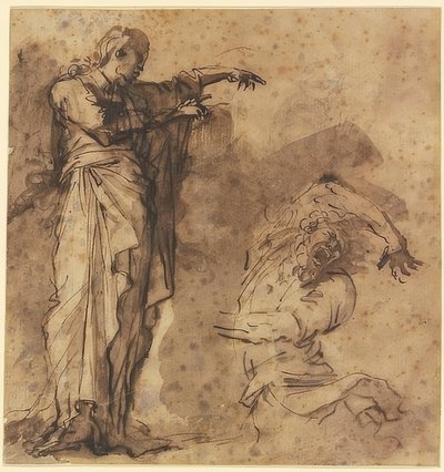 Projeto para Cristo que cura um possuído de Salvator Rosa