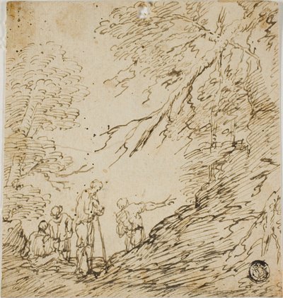 Quatro homens na floresta de Salvator Rosa