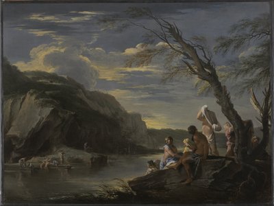 Paisagem com banhistas, c.1660 de Salvator Rosa