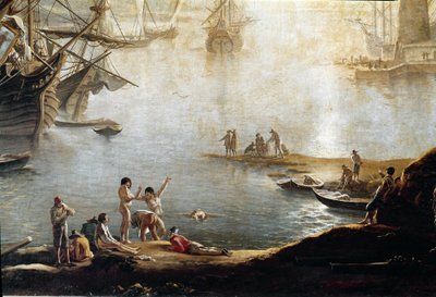Marina do porto, detalhe (óleo sobre tela de Salvator Rosa