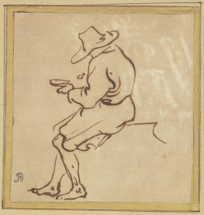 Homem sentado de perfil à esquerda de Salvator Rosa