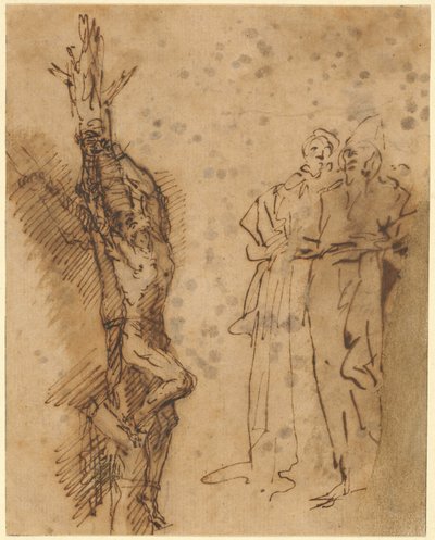 Estudo para a crucificação de Polícrates de Salvator Rosa