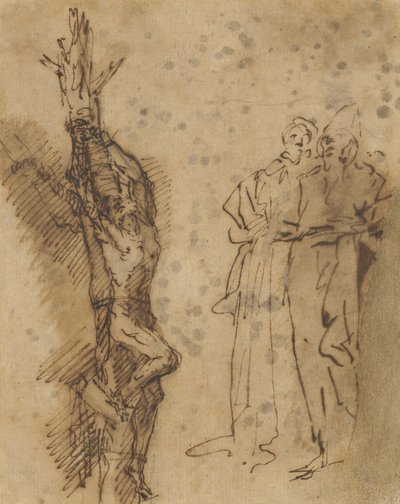 Estudar para Polycrates Crucificação, c.1662 de Salvator Rosa