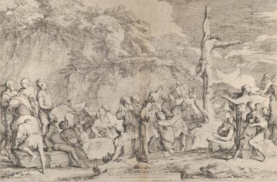 A crucificação de Polícrates, o tirano, após sua captura pelos persas, ca. 1662. de Salvator Rosa