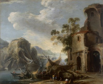 Vista de uma baía, obra de Salvatore Rosa, conservada na Galleria Estense em Modena de Salvator Rosa