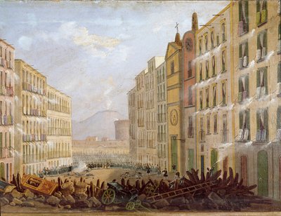 Risorgimento: "Barricadas no bairro de Santa Brigida a Nápoles de Salvatore Fergola