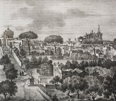 Vista leste de Mesagne, Apúlia, Itália, litografia de Salvatore Puglia de Poliorama Pittoresco, n 45, 15 de Junho de Salvatore Puglia