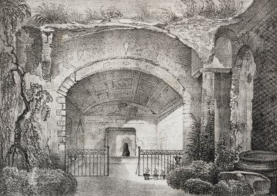 Salão na antiga villa do Príncipe de Caposele em Formia, Lazio, Itália, litografia de Salvatore Puglia de Poliorama Pittoresco, n 23, 11 de Janeiro de Salvatore Puglia