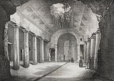 Sala na antiga villa do Príncipe de Caposele em Formia, Lazio, Itália, litografia de Salvatore Puglia de Poliorama Pittoresco, n 23, 11 de Janeiro de Salvatore Puglia